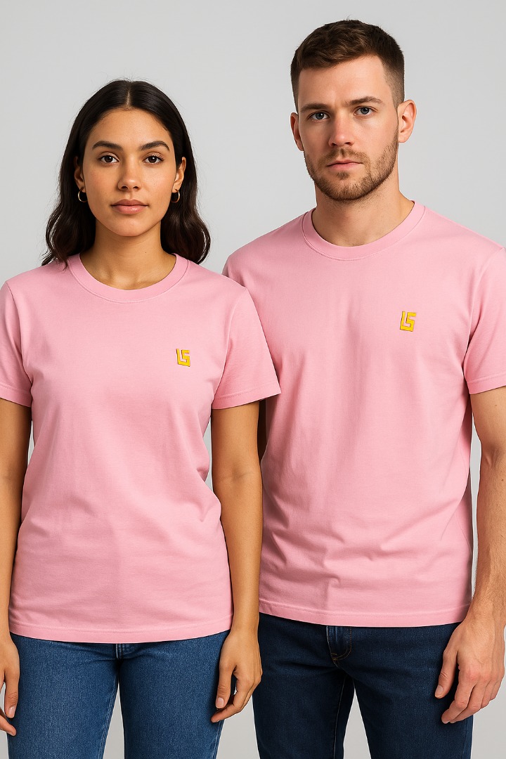 Classic Pink Breathable Cotton T-shirt For Unisex